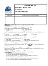 Bài kiểm tra test Hóa học - Lớp 9